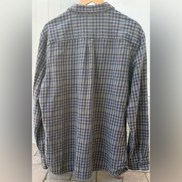 prAna XL Slim Fit Flannel Shirt Gray Purple Blue Plaid – Soft & Sustainable - Picture 3 of 6